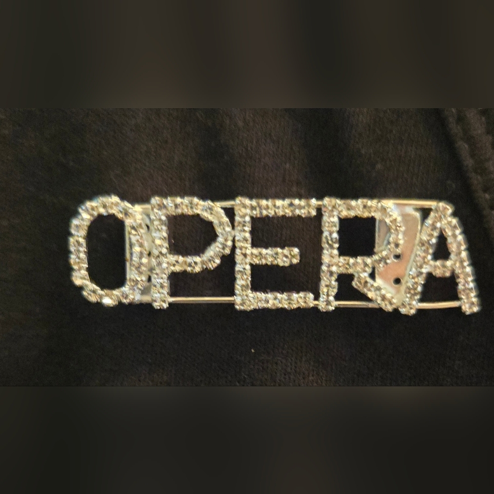 Silver Clear Rhinestone OPERA Pin/Brooch